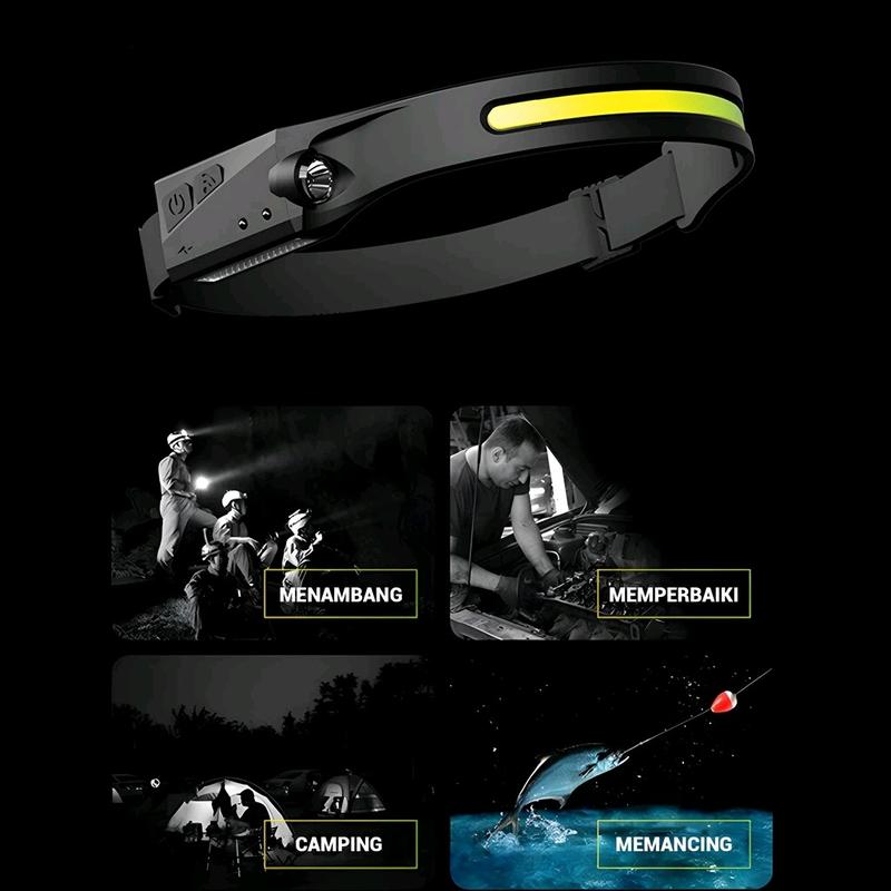 Senter Kepala Cas Headlamp Flashlight Motion Sensor LED YT200 2