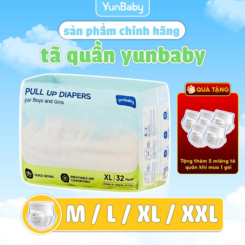 (DEAL SỐC) 1 bịch bỉm quần cho bé YUNBABY- Sử dụng công nghệ tiên tiến từ Nhật Bản, chất liệu mềm mịn, khô thoáng, thấm hút nhanh, dịu nhẹ bỉm quần cao cấp size M/L/XL/XXL bỉm chính hãng tã Cho Bé【Tặng 5 cái cùng size để trải nghiệm 