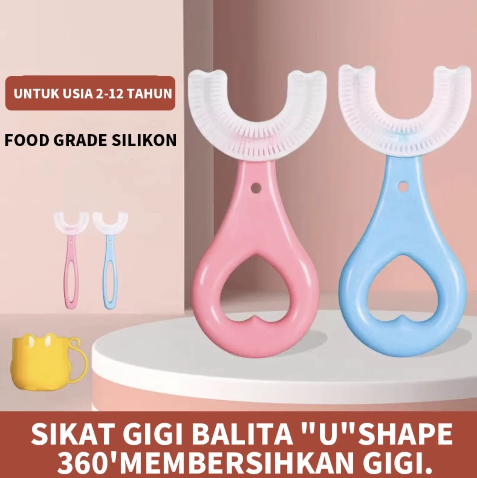 Bisa COD Sikat Gigi Anak Bentuk U Bahan Silikon Toothbrush Bayi Sikat Gigi Silikon Lembut Pas Biru