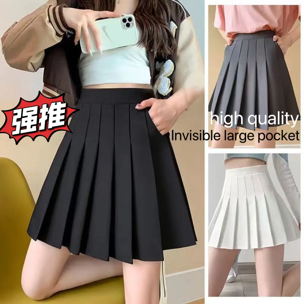 Váy Xếp Ly, Cạp Cao, Có Túi, Co Giãn, Váy Co Giãn, Thích Hợp Cho Mùa Hè, Váy Ôm, Cho Phụ Nữ Và Bé Gái Đầy Đặn, Cỡ Lớn, Màu Đen, Vận Chuyển Nhanh