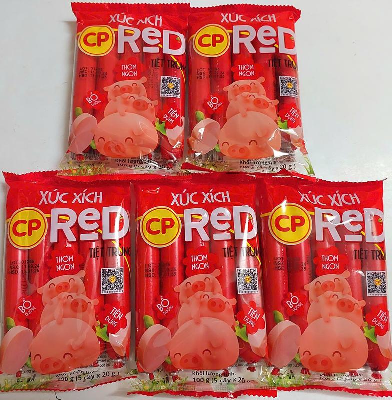 Combo 5 Gói Xúc Xích Tiệt Trùng CP 100g (mỗi gói 5 cây nhỏ 20g)