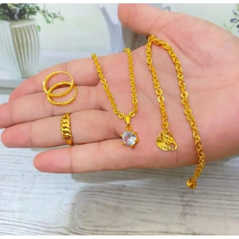 Set Perhiasan Wanita Nuri Gold Mata Satu Cantik