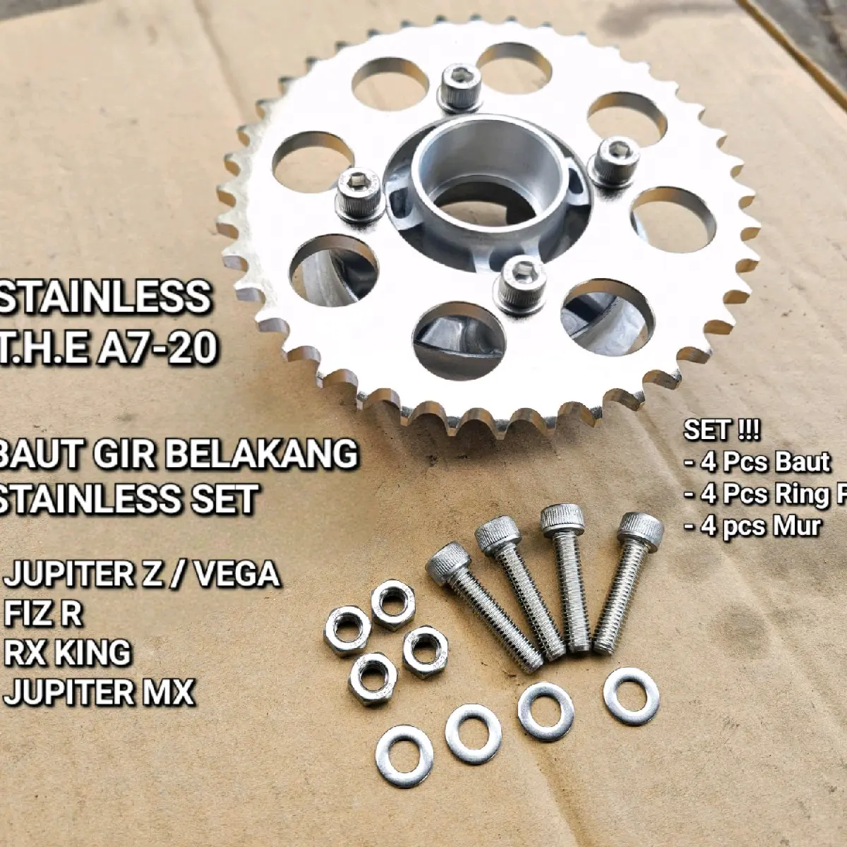 Baut Gir Belakang JUPITER VEGA FIZ R RX-KING Full Set L Stainless