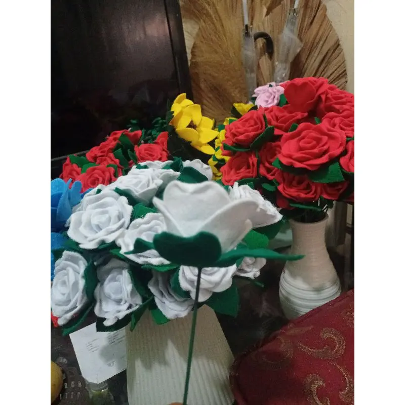 Bunga Mawar Flanel / Rose Flanel satuan 7