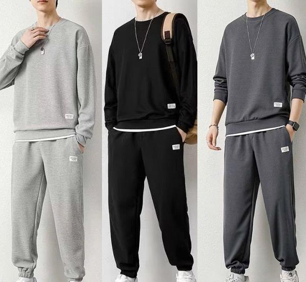 ComBo: Set Bộ Quần Áo Dài Tay Nam Nữ Thu Đông Phối Layer Chất Vải Tổ Ong mềm nhẹ thoáng co dãn 4 chiều