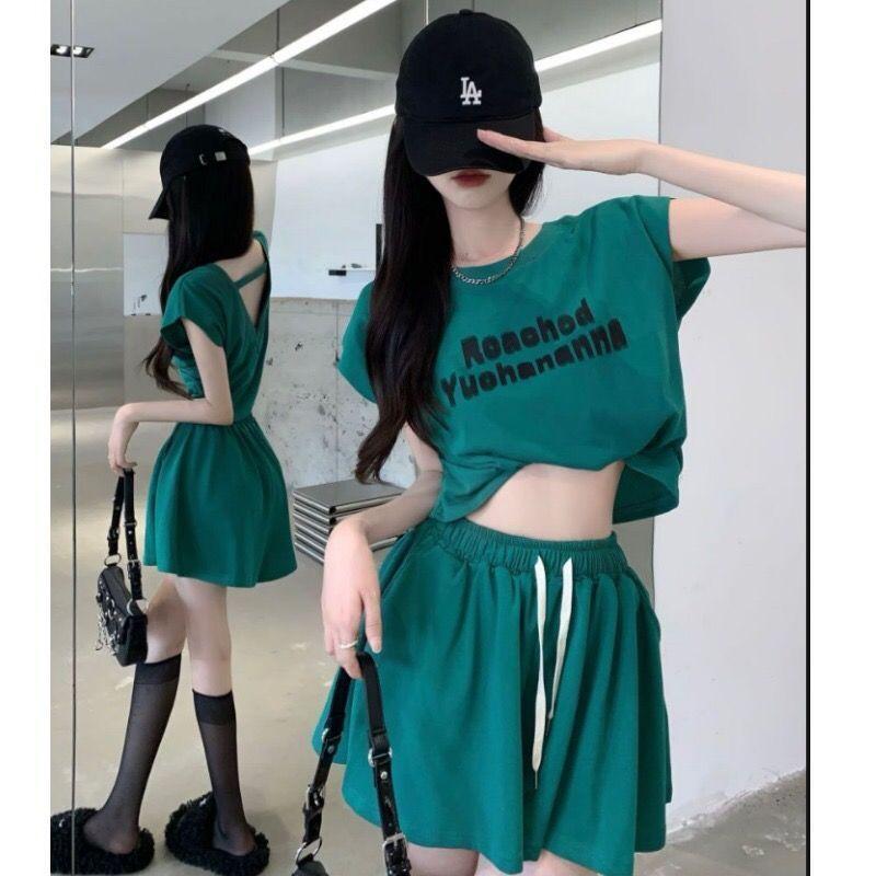 Bộ Quần Đùi Ống Rộng Cạp Cao Hở Lưng, Cá Tính Cô Gái Hợp Xu hướng Dáng Rộng Vừa Vặn, Thời Trang Thường Ngày Dễ Phối Đồ, Hai Mảnh, Thích Hợp Cho Mùa Hè, Phong Cách Mới 6