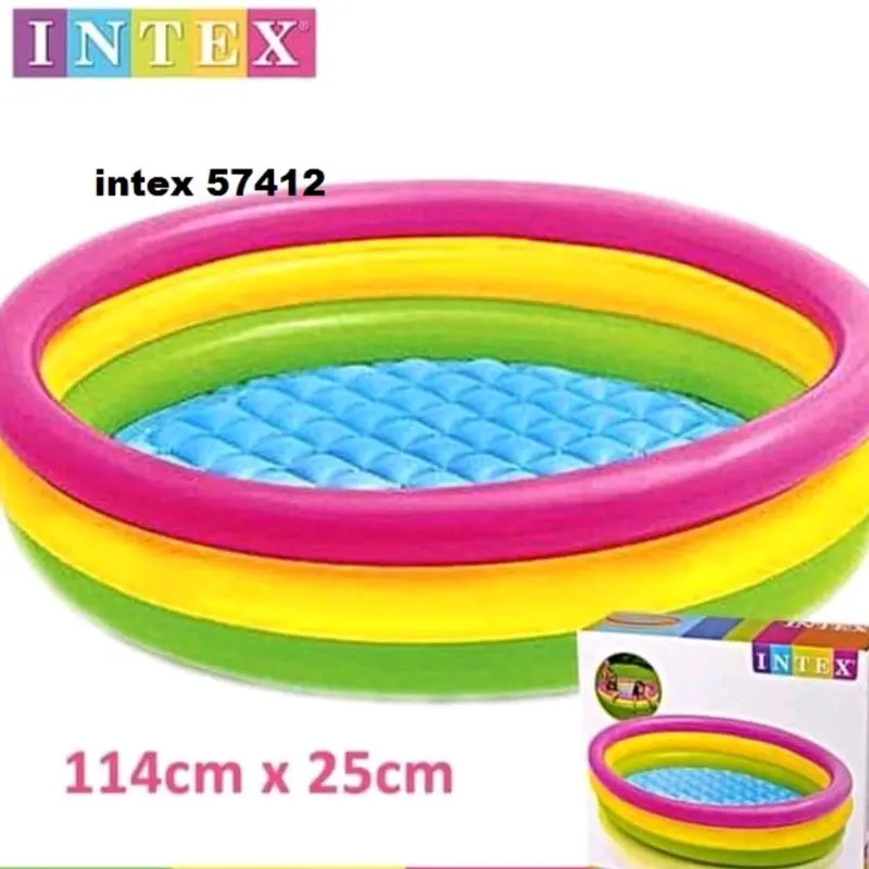 Kolam Renang Anak Intex Pelangi Sunset Glow Pool Kolam Karet Di pompa Alas Lembut Kolam Cantik Pelangi Ring Mandi Bola kado Ulang tahun anak 3