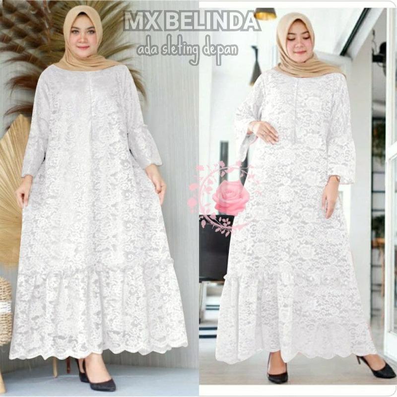 indobest MX BELINDA JUMBO 5XL 4XL/3XL/2XL/XL/ BUSUI / BRUKAT GAMIS DRESS WANITA / BAJU PESTA LENGAN PJG 2
