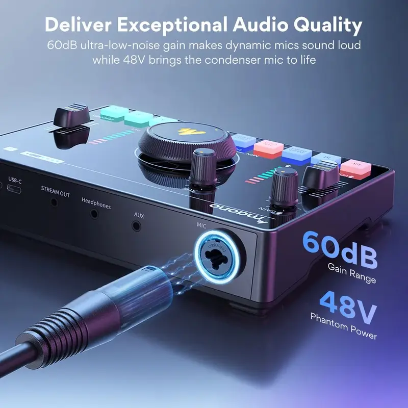 MAONO AMC2 Neo Paket Soundcard Audio Microphone PD100 Dynamic XLR untuk Podcast Live Streaming Gaming Recording Karaoke Music 1