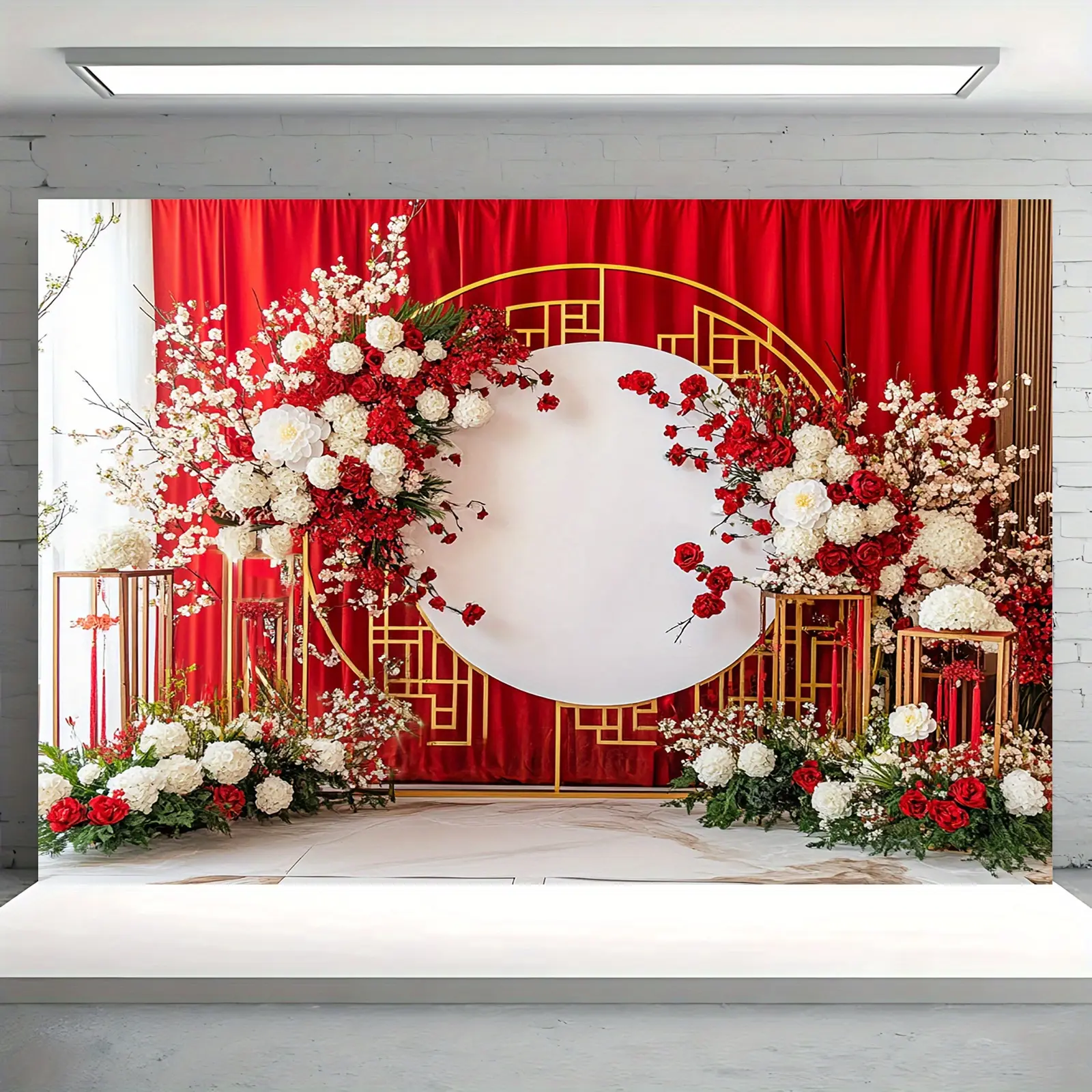 Biểu Ngữ Phông Nền Hoa Tết Nguyên Đán Trung Quốc, Chất Liệu Polyester, Đồ Trang Trí Tiệc Đa Năng, Thiết Kế Hoa Hồng Đỏ, Hoa Mẫu Đơn Trắng, Đèn Lồng Vàng, Kèn, Thích Hợp Làm Đạo Cụ Chụp Ảnh Studio, Trang Trí Phòng, Trang Trí Sinh Nhật Và Ngày Lễ, 1 Cái