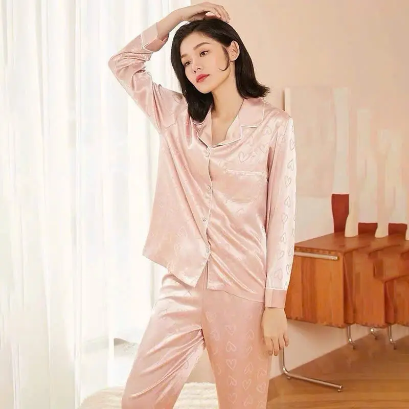 Bộ ngủ lụa nữ dài tay, bộ đồ mặc nhà xinh xắn phối ren nữ tính tiểu thư sang chảnh pijama siêu mềm mại cao cấp 132 B-2 7
