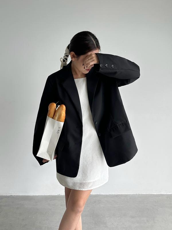 Áo blazer tay dài form rộng thiết kế dộn vai may 2 lớp dày dặn | SOMS |  OLLIN BLAZER 4