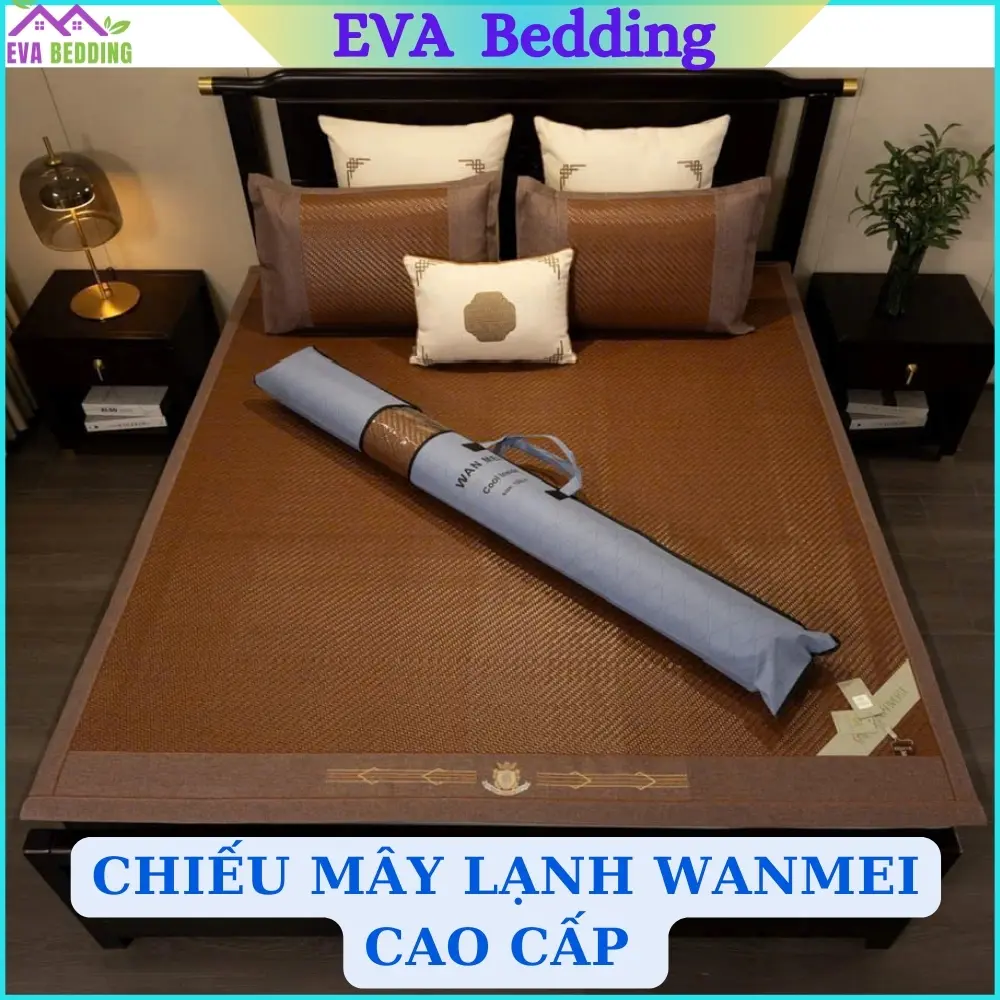 (HÀNG CAO CẤP) Chiếu Mây Lạnh 100% Tự Nhiên, Chiếu Sợi Mây Điều Hoà WANMEI Mát Lạnh - Hàng Nhập Nội Địa Loại 1 Dày Dặn