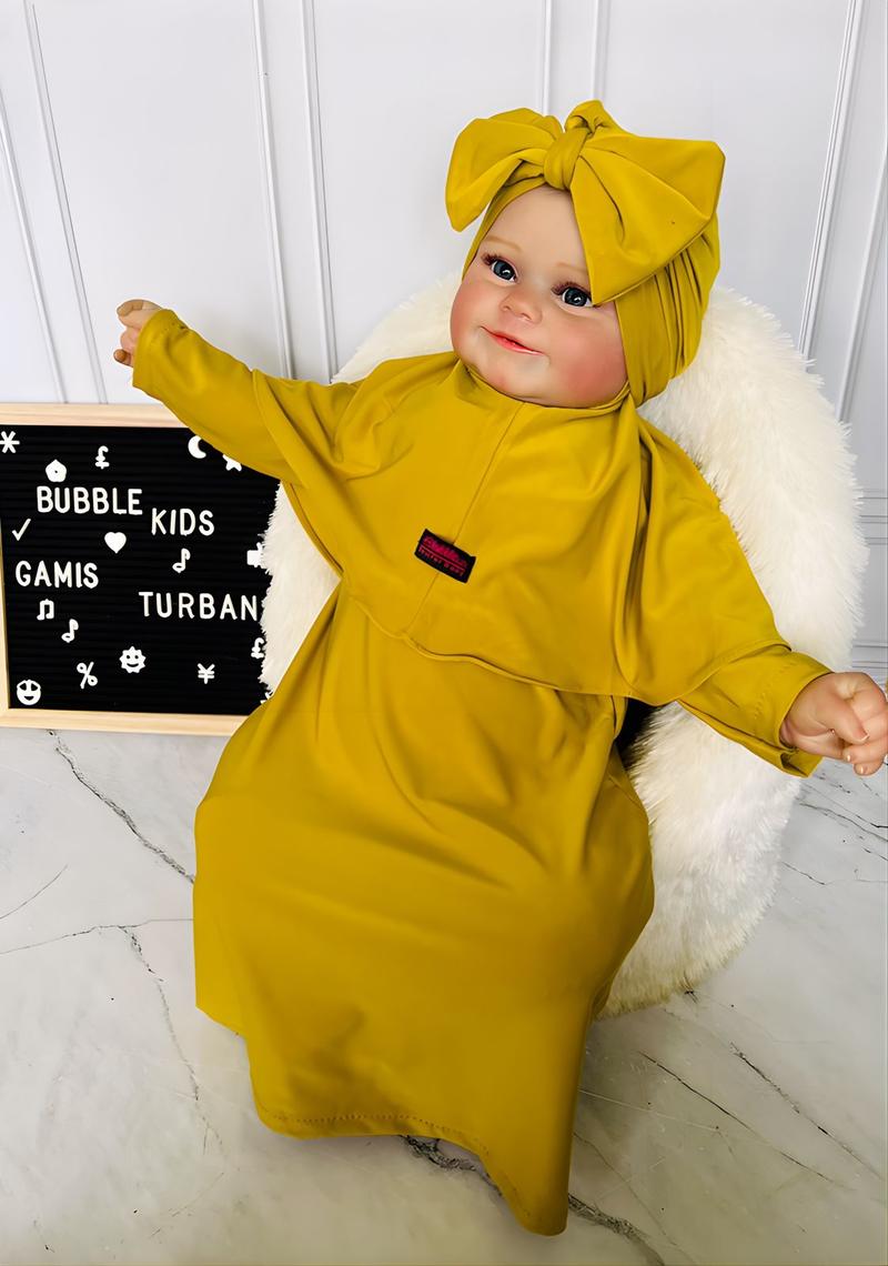 Product Introduction of Gamis Bayi Hijab Free Turban Polos 0-2 Tahun Balita Anak Fashion Pakaian Perempuan muslim panjang variasi baju Merah Setelan Kerudung Nyaman Cewek Lembut 37