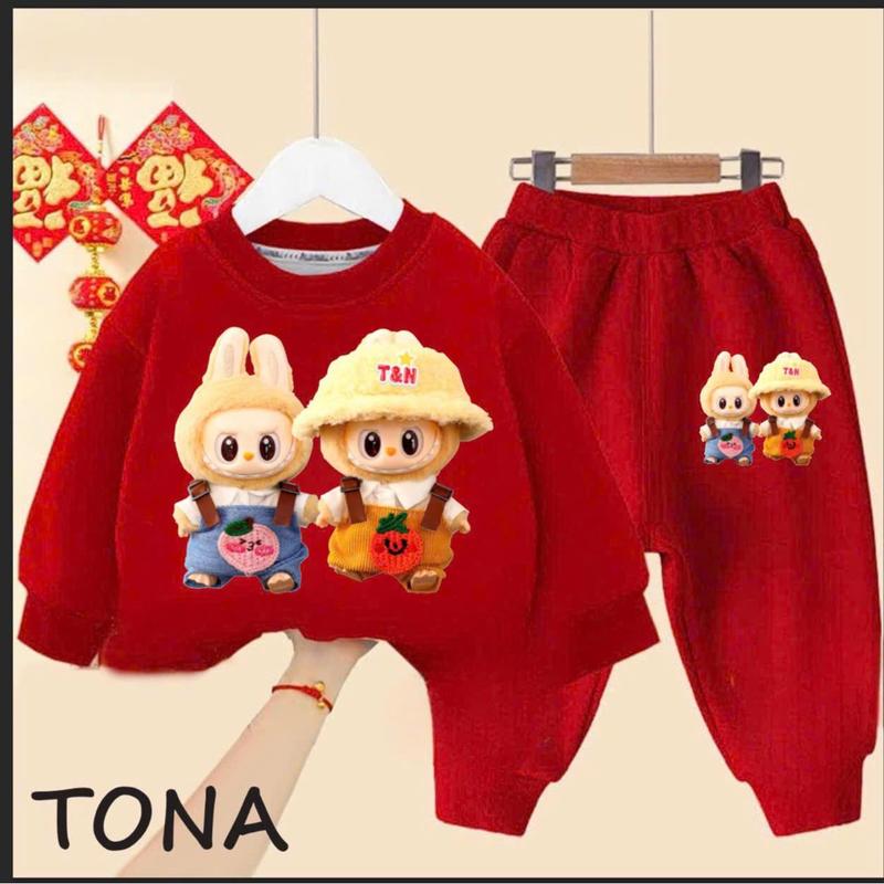  LABUBU Bộ Quần Áo Nỉ Bông cho Bé Trai và Bé Gái từ 8-25kg - Chất Liệu Bông Mềm Mại và Nỉ Ấm Áp - Tặng Quà Tết Dáng Dễ Thương - Sản Xuất tại Việt Nam 