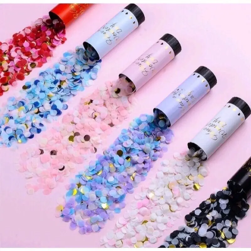 Phụt giấy sắc màu Confetti trang trí sinh nhật, tiệc cưới, party