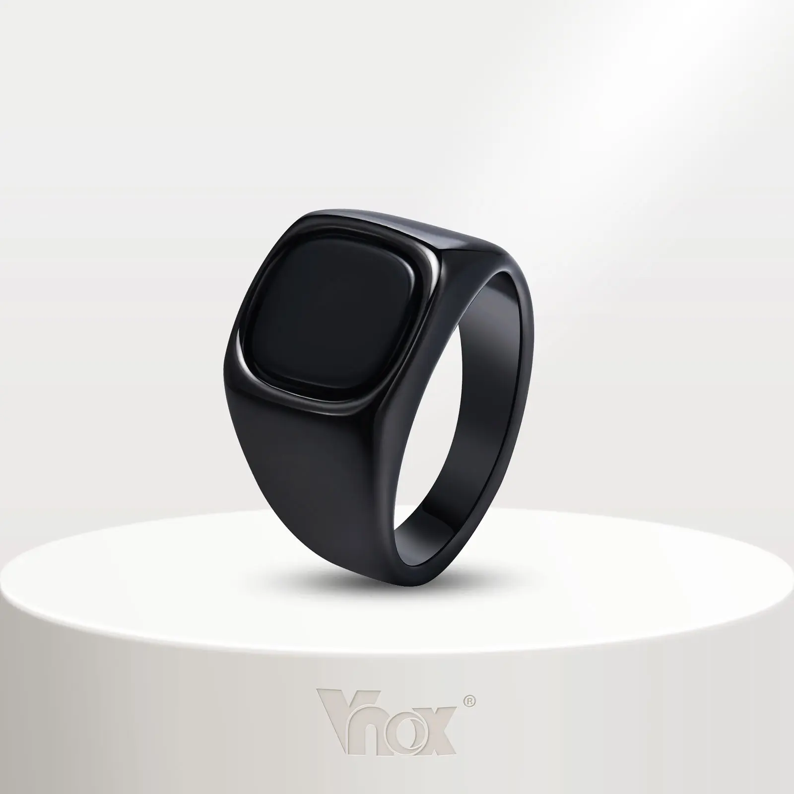 Nhẫn Đá Đen Cho Nam, Vnox, Phong Cách Punk, Nhẫn Signet Bằng Thép Không Gỉ Chống Dị Ứng, Quà Tặng Ngón Tay Cho Anh Ấy, ANEL Masculino