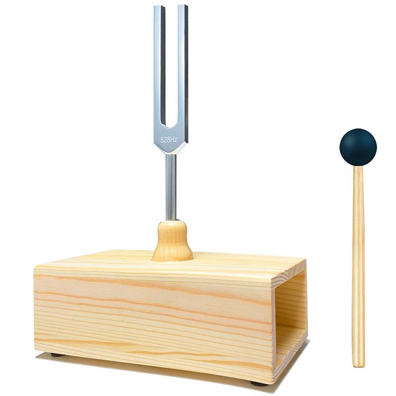 528Hz Tuning Fork with Resonance Box, Aluminum Alloy, Wooden Speaker, Perfect for SPA Aromatherapy, Resonance Teaching 0