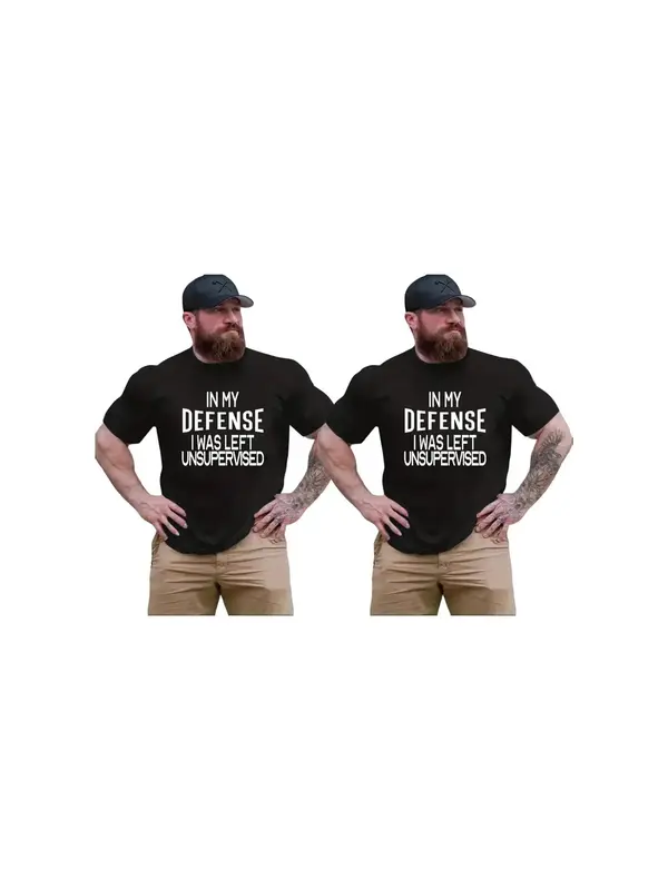 Men's Slogan Print Round Neck Tee, Regular Fit Fashion Crew Neck Short Sleeve T-shirt, Comfort Summer Clothes, Going Out Top 4