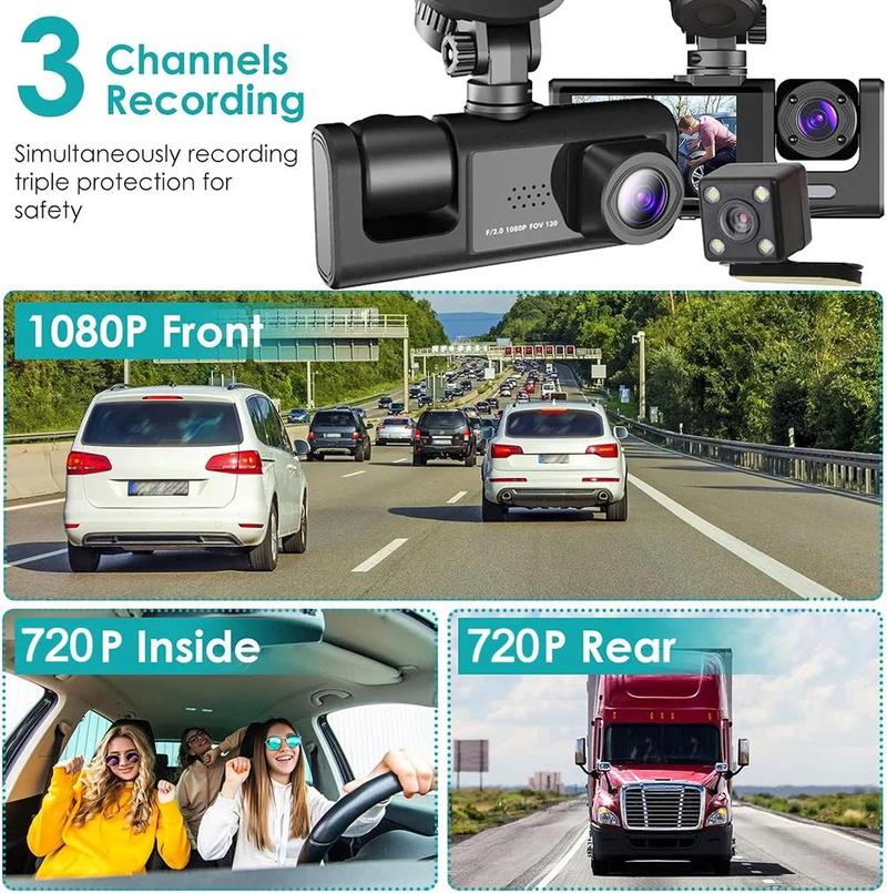 Product Introduction of 1080P Car Dvr 3 Camra Dash Cam for Cars Camera for Vehicle Recorder Video Front and Rear Camera W/ IR Night Vision Dashcam 5