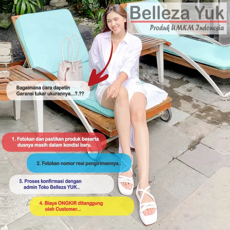 BELLEZA YUK - Sandal Wanita Tali BELEZA THALIA Sendal Cewek Pergi Flat Sol Tinggi Kekinian Warna Putih WHITE Terbaru Shoes ORI Original Mall Official Store 6