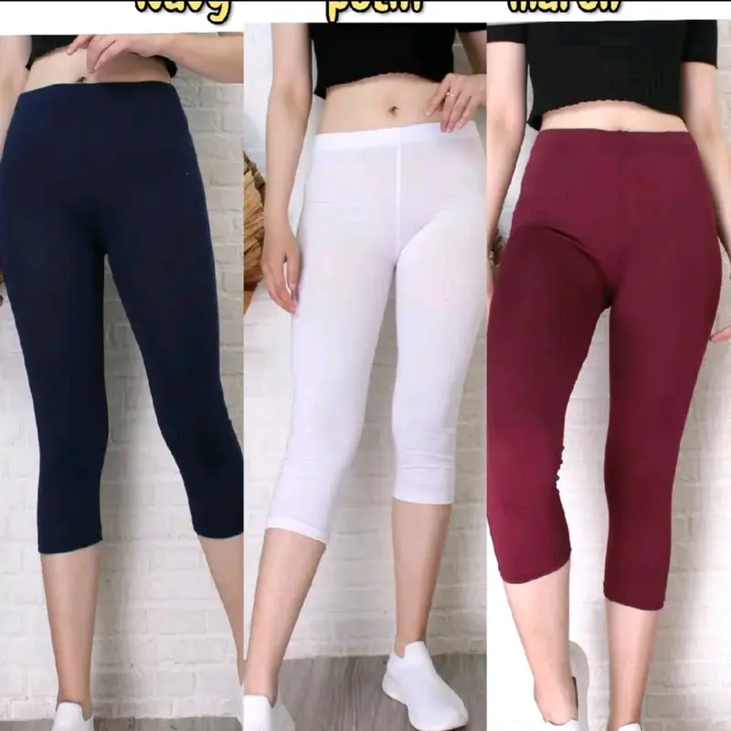 DAPAT 3 PCS LEGGING 7/8 BAHAN SPANDEK JERSEY TEBAL Nyaman 4
