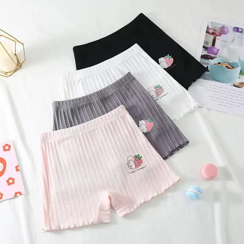 3Pieces pure cotton children's boxer shorts girls safety pants student Four Corners children's shorts
