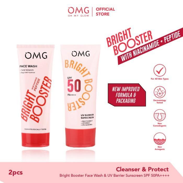 OMG Oh My Glow - Bright Booster Glow Kit Paket Perawatan Wajah untuk Kulit Tampak Glowing, Mencerahkan, Tampak Sehat, Menjaga Skin Barrier, Mengandung Niacinamide , Peptide, Vitamin C - Sabun Pembersih Wajah, Moisturizer, Sunscreen 6