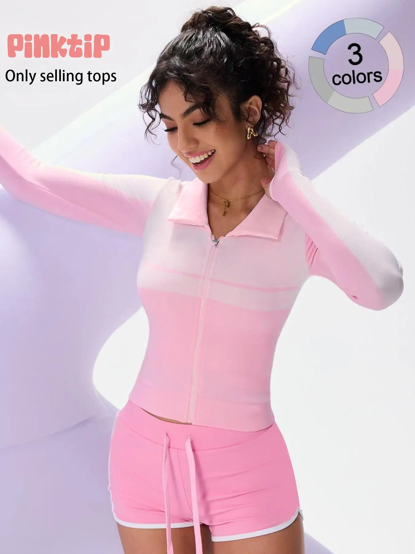 Women's Colorblock Sports Jacket, Casual Comfy Breathable Long Sleeve Zip Up Outerwear for Daily Outdoor Training, Ladies Sportswear for All Seasons