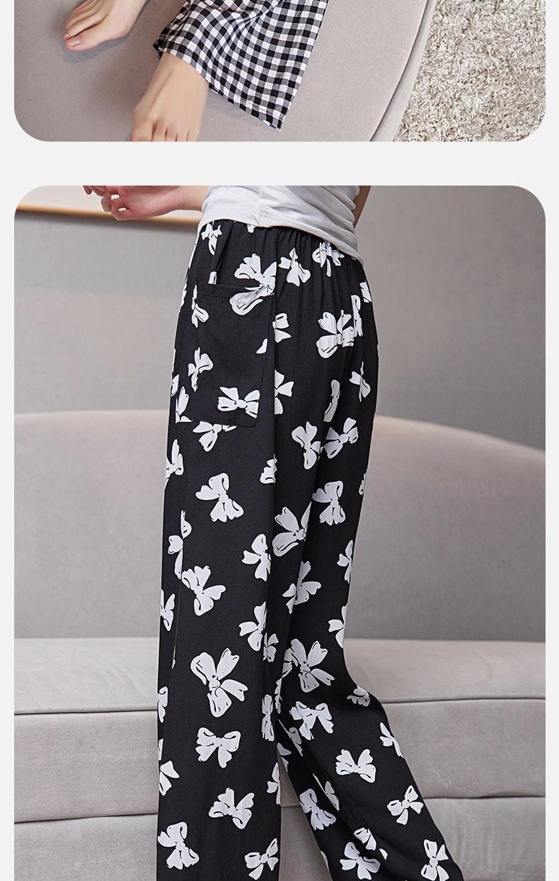 Product Introduction of Pajama Pants Women's Long Printed Thin Beach Pants Outer Wear plus Size Home Trousers 8
