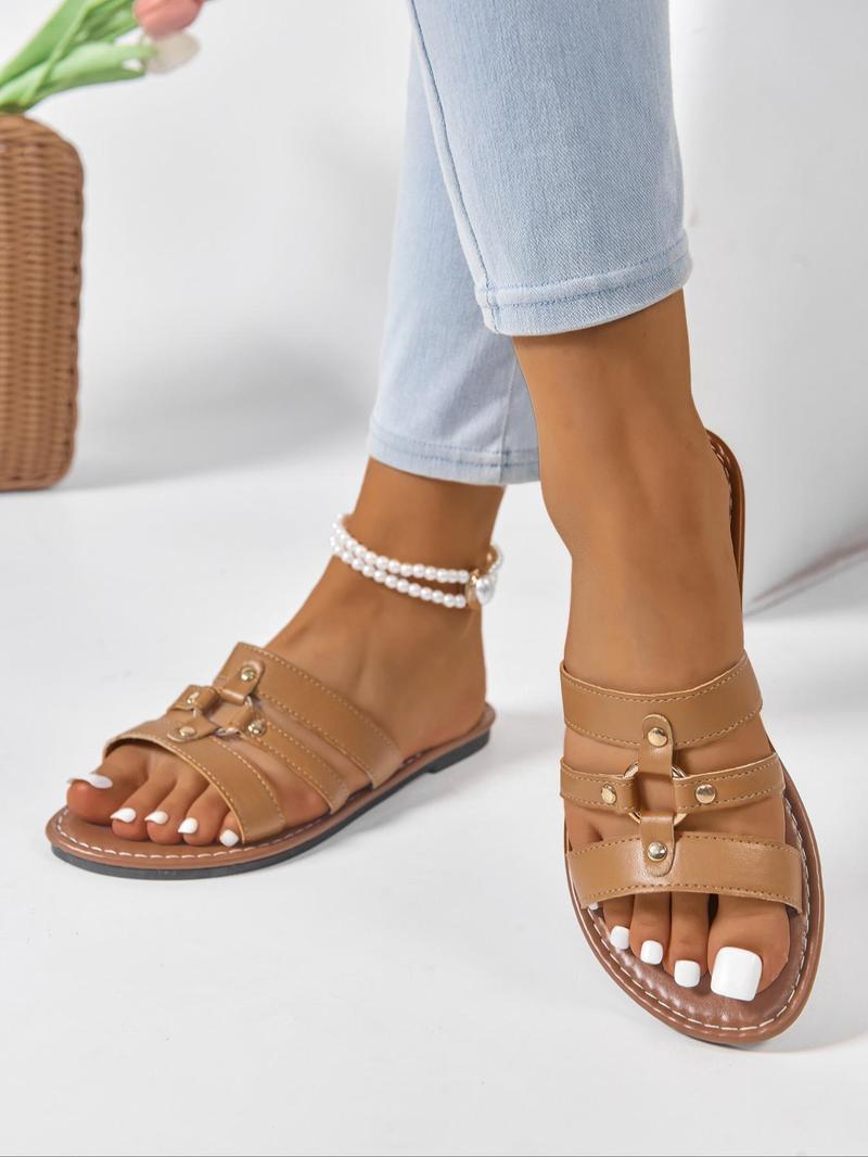 Product Introduction of Women's Fashionable Plain Color Slingback Sandals, Casual Comfortable Flat Sandals for Summer, Lightweight Breathable Shoes for Daily Wear, Girl 8