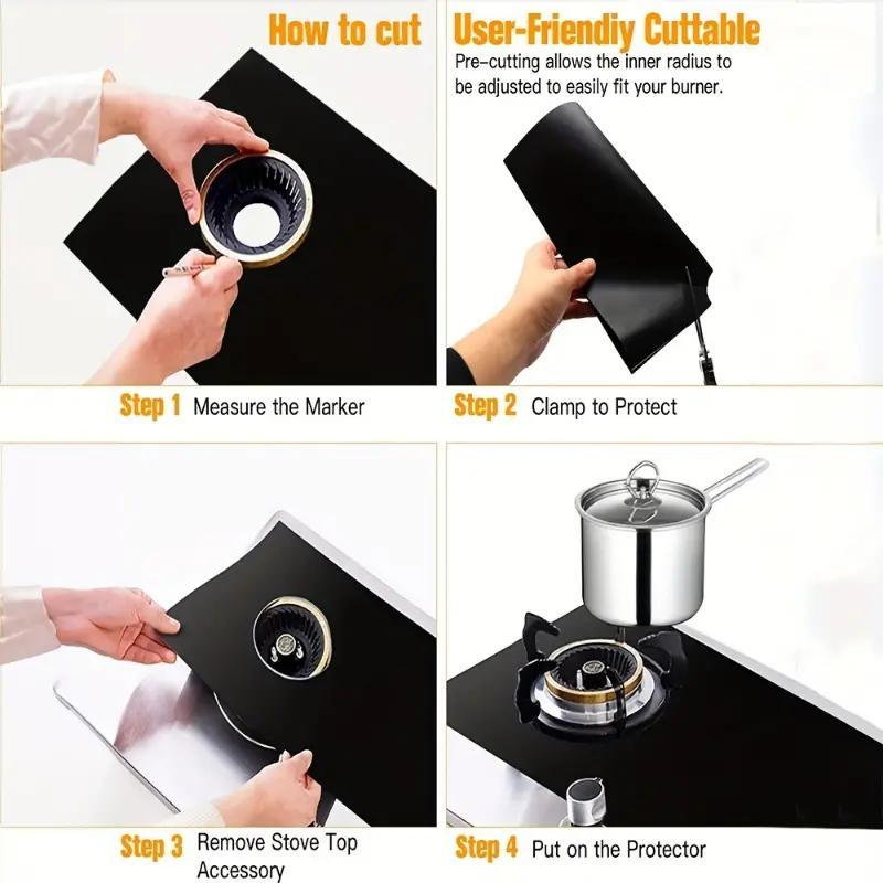 Product Introduction of Reusable Stove Guard, 3 Counts/set Heat Resistant Non-stick Washable Stove Top Protector, Kitchen Utensils & Gadgets 5