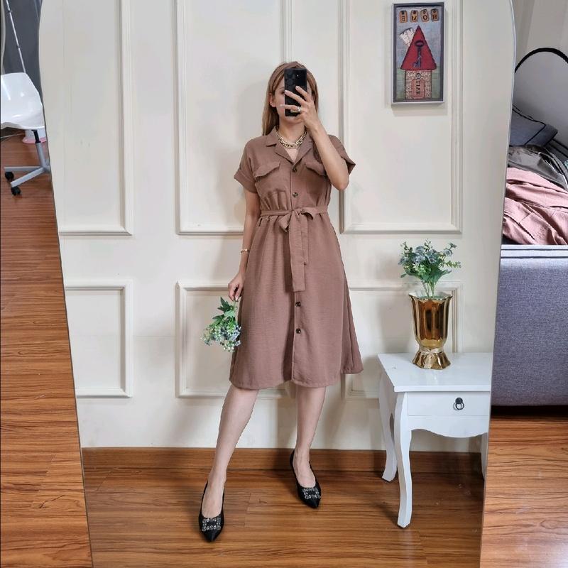 vivi dress Polos Bisa Dicuci Dengan Mesin Lengan pendek D7376-2585 3