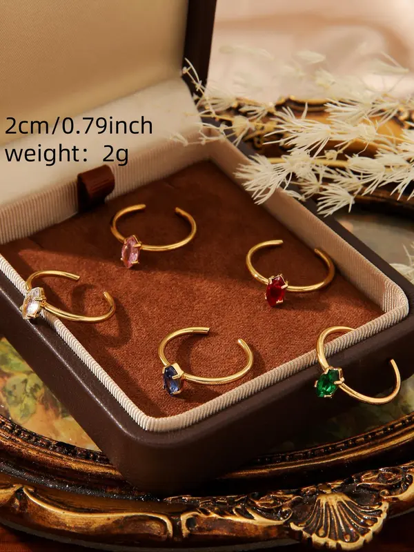 Artificial Zircon Decorated Cuff Ring, Fashion Jewelry for Party, Daily Clothing Decor, Trendy All-match & Exquisite Jewelry for Birthday Gift 1