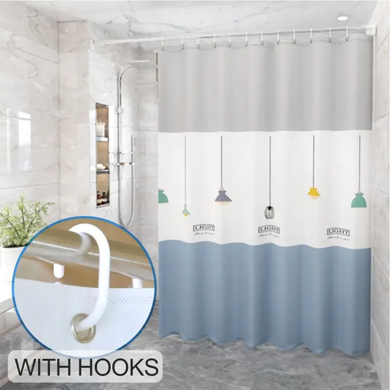Rèm Tắm, Hàng Mới Về, Chống Thấm Nước, In Hình, Làm Bằng Vải Polyester, Thích Hợp Cho Phòng Tắm, Có Móc, Có Thể Được Sử Dụng Làm Rèm Cửa Sổ 1