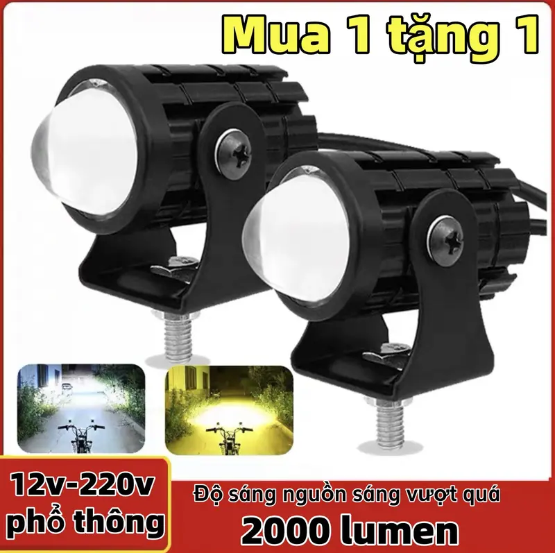 Đèn bi mini L7, Đèn pha xe máy, xe điện, 12-80v,Đèn pha bi xe máy, 【Trong vòng 1 năm, nếu hàng hóa bị hỏng, sẽ được đổi mới miễn phí】2 chế độ ánh sáng vàng/trắng, Đè，ledt 40，n pha Led L7, công suất 3000 lumens，vn đầy màu sắc nhấp nháy nhanh đèn 0