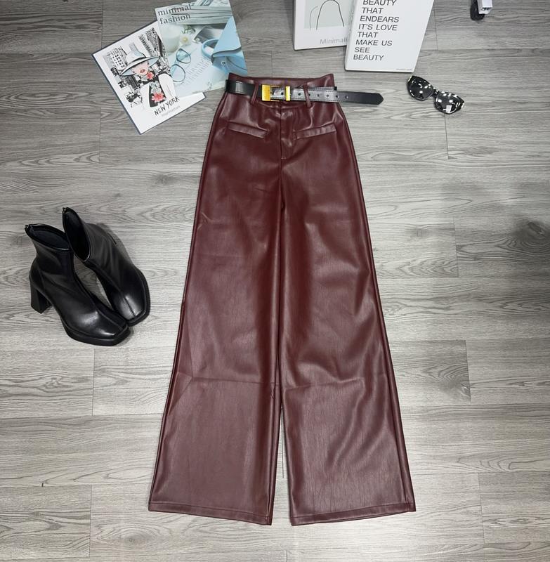 Quần Suông Da Lót Lông Mix Đai Túi Kiểu #6656