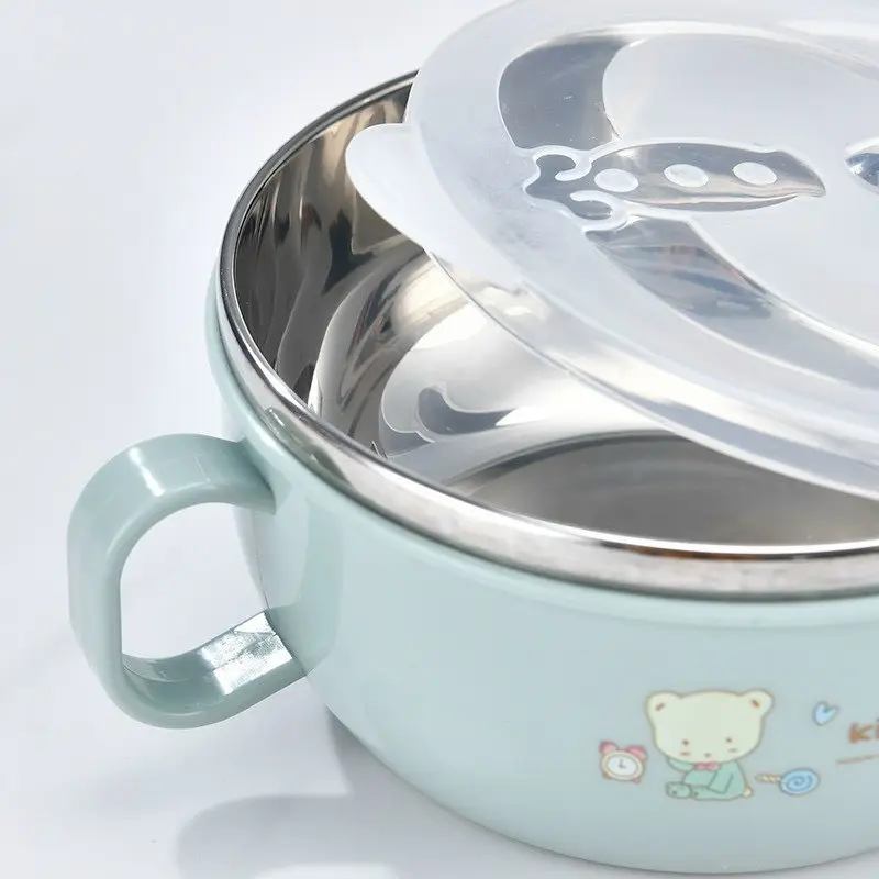 ( TẶNG KÈM THÌA )Bát ăn inox voi cách nhiệt cho bé kèm nắp và thìa tan toàn tiện lợi cho bé kem yêu bát  ăn bát  thìa  ăn  dặm  cho  bé 2