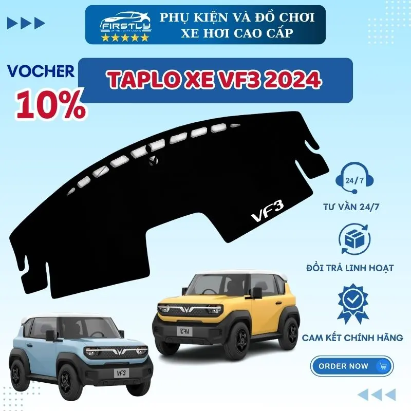 Thảm taplo chất liệu nhung, cacbon, vân gỗ xe VF3 2024, bề mặt nhung mền mịn, 3 lớp dày dặn. Phụ kiện chống nóng taplo