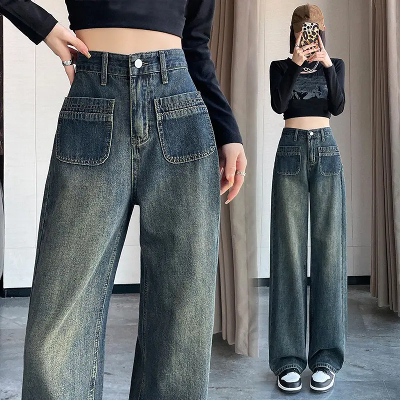 Quần Jean Nữ Lưng Cao Ống Suông Thiết Kế Túi Ngược Phong Cách Hugo Bassic Women quansuong  namlun m5 quan  jean Pants