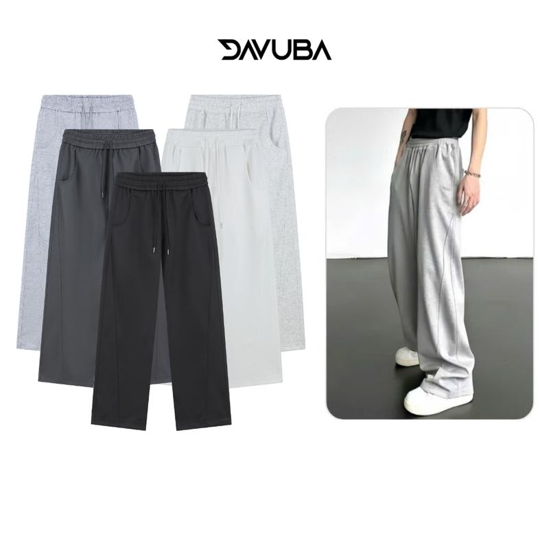 Quần nỉ 2 da DAVUBA nam nữ ống rộng 2in1 SM123