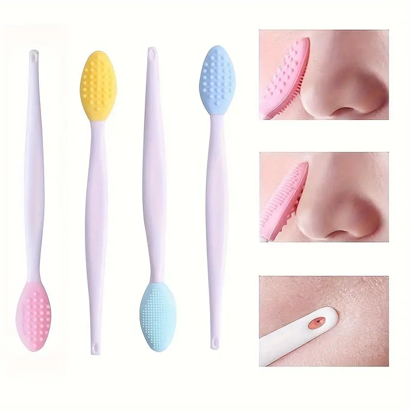 Double-sided Facial Scrubber, 4 Counts Silicone Face Scrubber, Facial Skin Cleaning Brush, Facial Skin Massage Brush, Skincare Tools for Daily Use, Skincare Tools, Pore Removal, Gentle Cleansing, Trending Beauty Products 4