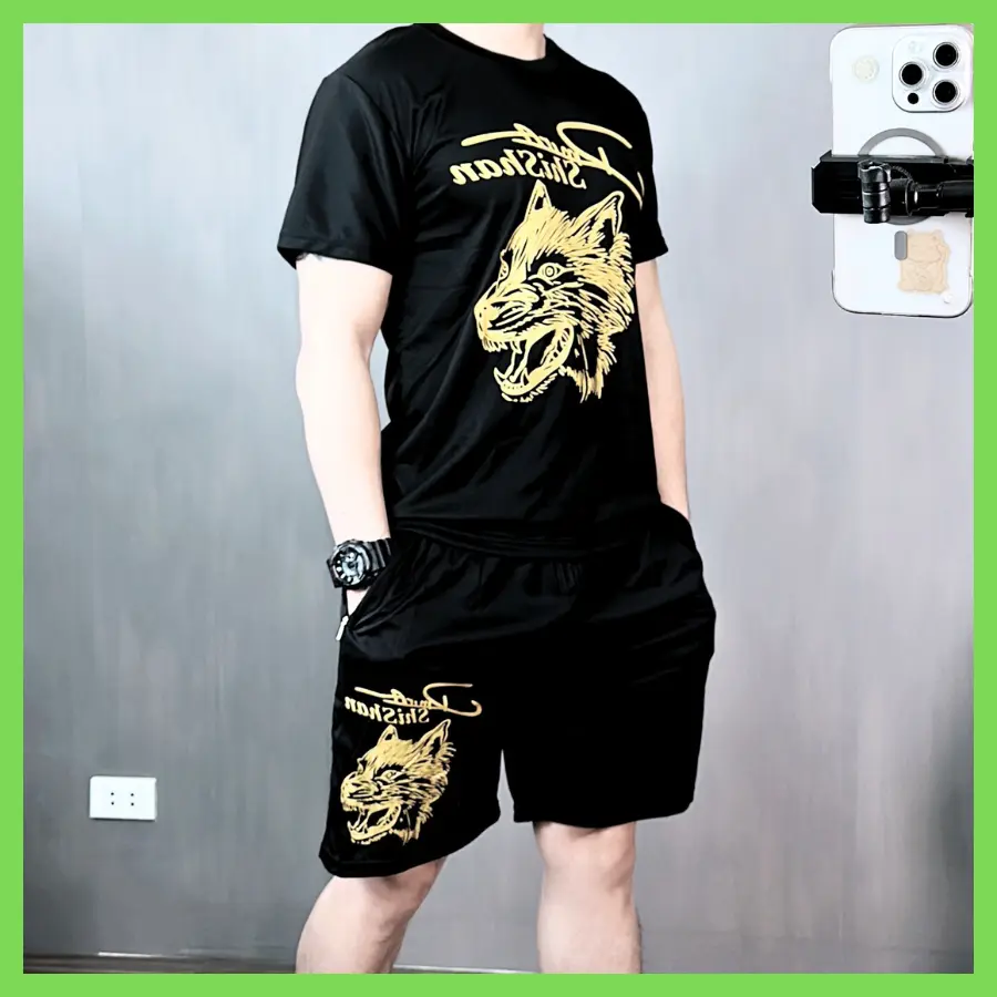 Bộ quần thể thao thun hè SIZE 33 -> 120kg in 2D hình SÓI VÀNG chất liệu thun lạnh co dãn 4 chiều thoáng mát bền đẹp không bai xù - A'ka Fashion 365