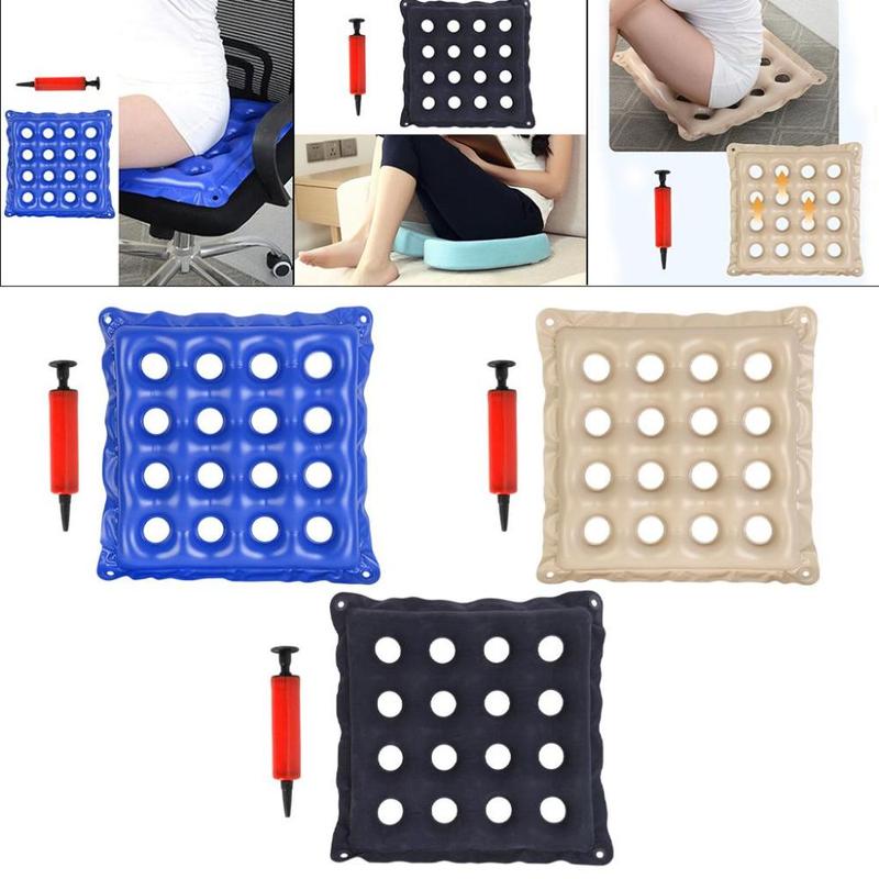 Inflatable Chair Pad 16 Hole Anti-Decubitus Washable Breathable with Inflatable Pump PVC Good Air Tightness Relax for Household Car Adult 3