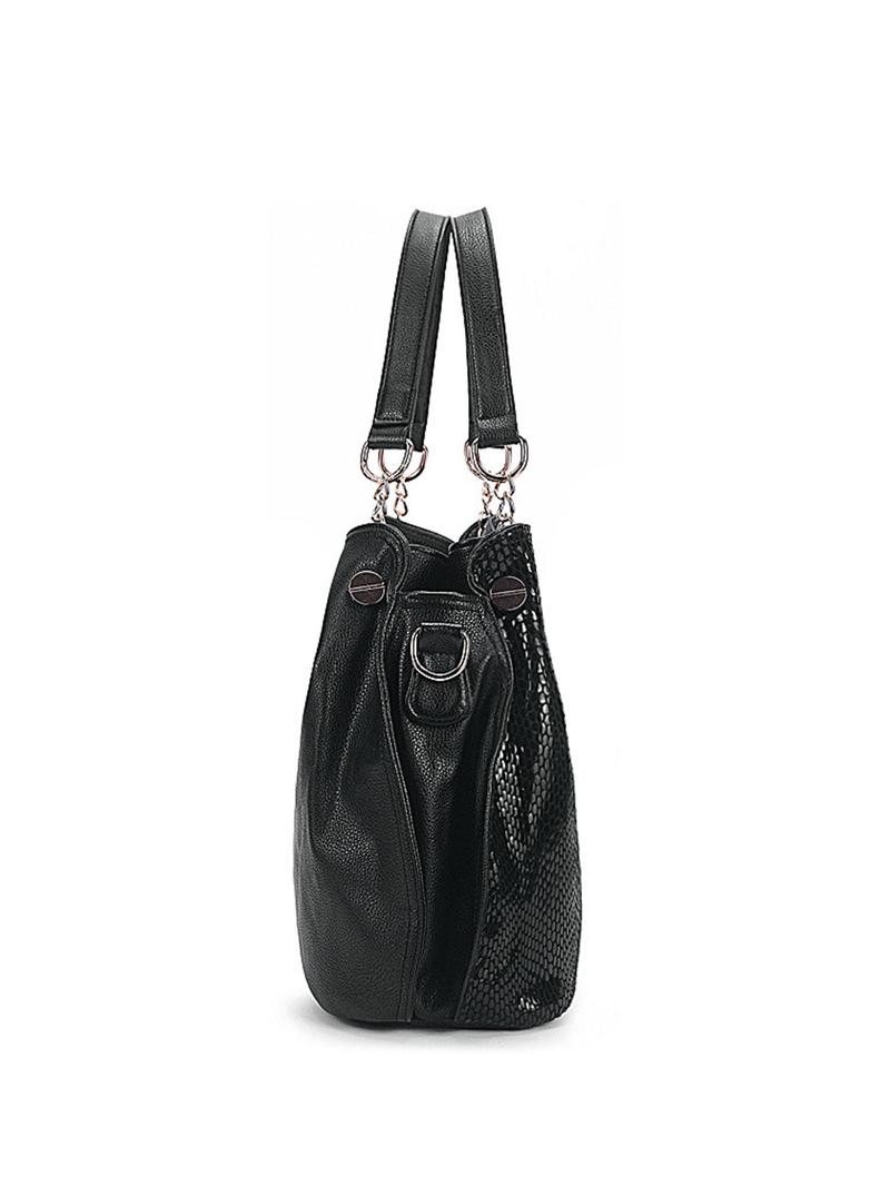 Product Introduction of Women's Business Genuine Leather Snakeskin Embossed Shoulder Bag, Casual Leather Large Capacity Tote Bag for Women, Trendy Versatile Commuting Bag for Daily Use 3