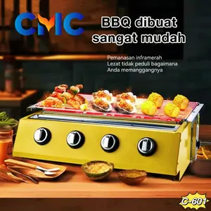 CMC[C-601]Kompor Sosis Bakar Sate Bakar 4 Tungku/BBQ GRILL Paket Regulator Gas Kompor Panggang Termurah Kitchenware