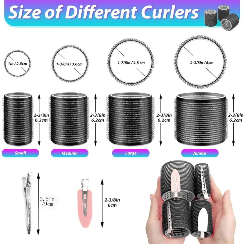 Hair Curlers Clips Set, 48pcs/set Including 24 Rollers