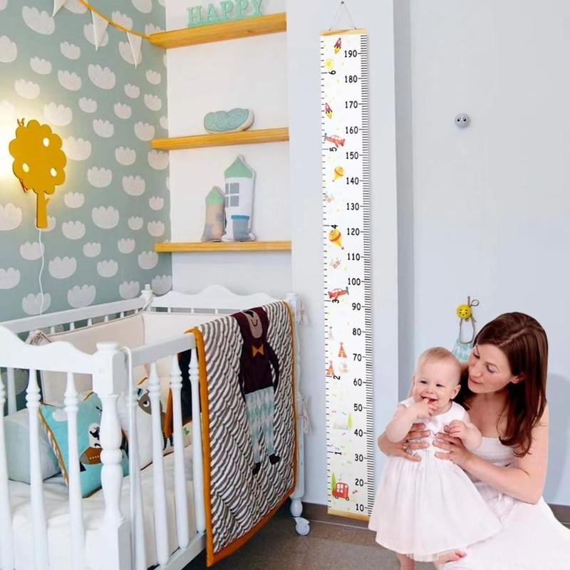 Fashion Wall Hanging Children's Height Ruler Wooden Roll up Height Measuring Chart Removable Wall Sticker for Kids Child Room 6