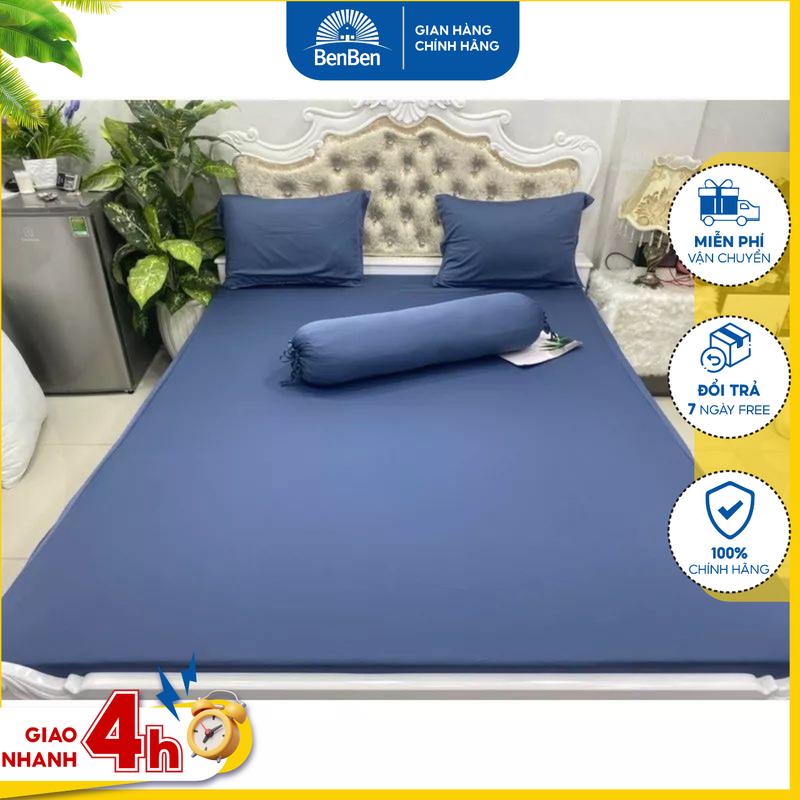 Bộ ga giường thun lạnh 4 món, gồm ga bọc nệm vỏ gối nằm và vỏ ôm, chất vải thun hàn quốc dày mịn mát benbenshop ga thun lạnh hàn quốc bộ ga 4 món
