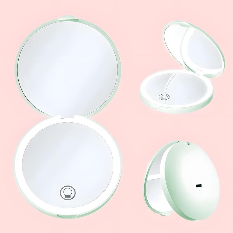 Portable Folding Makeup Mirror With Light, 1 Count Double-sided Compact Pocket Mirror, Makeup Tool For Women 5